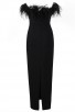 Women's Feather Off Shoulder Evening Long Bandage Dress