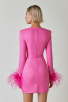 Feather Long Sleeve Mini Pink Dress