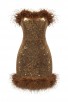 New Sequin Tube Top Double Ostrich Fur Backless Dress