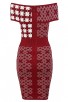 Herve Leger v-Neck Red Bandage Dress