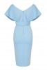 Simple Off Shoulder V-Neck Sky Blue Bandage Dress