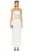 Elegant Brown Mesh Panel Maxi Spaghetti Strap Dress