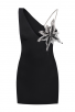 Black One-Shoulder Orchid Straps Dress