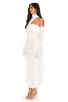 Elegant One-Shoulder Design White Ruched Midi Dress
