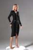 Black Deep V Jacket Bandage Long Sleeve Pencil Skirt