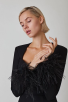 Feather Long Sleeve Mini Pink Dress
