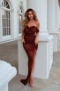 Brown Off Shoulder Women Summer Mesh Ruched Bandage Dress