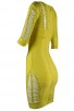 Herve Leger Bandage Dresses V Neck Half Sleeve Yellow