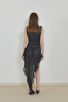 Sexy Asymmetrical Shoulder Floral Sheer Black Dress