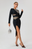 Ma Cutout Diamond Black Bandage Dress