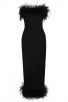 Celebrity Black Strapless Feather Trim Bandage Dress