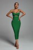 Sexy Shoulderless Long Green Bandage Dress