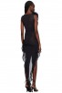 Sexy Asymmetrical Shoulder Floral Sheer Black Dress