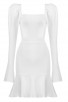Women's Fashion Fluffy Long Sleeve Mermaid Hem Black Mini Evening Dress