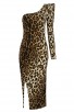 One-Shoulder Leopard-Print Celebrity Bandage Dress