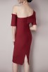 Red Off-The-Shoulder Split Bandage Dress