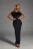 Women's Feather Off Shoulder Evening Long Bandage Dress