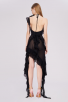 Black Asymmetric Ruffled Halter Dress
