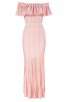 Herve Leger Bandage Dress Long Gown Off Shoulder Ruffled Pink