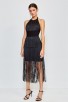 Herve Leger Strappy Halter Fringe Dress