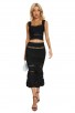 Two-Piece Cut-Out Dress With Black Suspenders