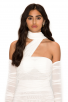 Elegant One-Shoulder Design White Ruched Midi Dress