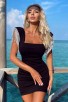 Sleeveless Black Fringed Bandage Dress