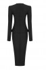 Black Deep V Jacket Bandage Long Sleeve Pencil Skirt