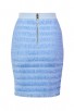 Herve Leger Bandage Dress Long Sleeve Jacket Two Piece Jacquard Button Blue