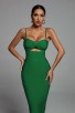 Sexy Shoulderless Long Green Bandage Dress