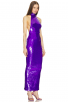 Blue Sequined Halter Neck Party Backless Dress