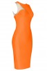 Orange O-Neck Sexy Mesh Patchwork Bandage Dress