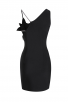 Black One-Shoulder Orchid Straps Dress