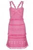 Herve Leger Bandage Dress Flared Yoke Strap Tassels Pink