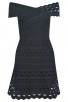 Herve Leger Bandage Dress Flared Off Shoulder Cut Out Black