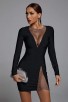 Sleeveless Diamond Black Bandage Dress