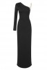 herve leger black one-shoulder long-sleeve bandage dress