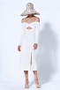 Sexy Off-The-Shoulder Cutout Bandage Long White Dress