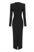Crystal Embellished Long Sleeve Black Midi Bandage Dress