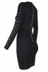 Herve Leger Bandage Dress Long Sleeve Lace Sequins Black
