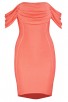 Herve Leger Bandage Dress Off Shoulder Coral