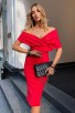 Off Shoulder V-Neck Red Bandage Dress