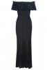 Herve Leger Bandage Dress Long Gown Off Shoulder Ruffled Black