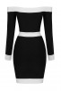 Black Long Sleeve Off Shoulder Zipper Bandage Dress