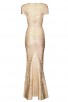 Herve Leger Lora Woodgrain Foil Bandage Gown