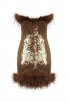 New Sequin Tube Top Double Ostrich Fur Backless Dress