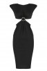 Black Sleeveless O-Neck Waist Hollow Dress