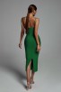 Sexy Shoulderless Long Green Bandage Dress