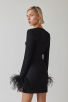 Feather Long Sleeve Mini Pink Dress
