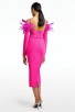 VT Strapless Long Sleeve Pink Midi Dress
